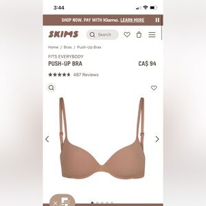 SKIMS Push Up Demi Bra, Sienna, Size 32C BNWT